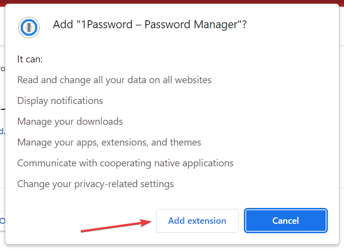 Add extension to fix 1password extension not working