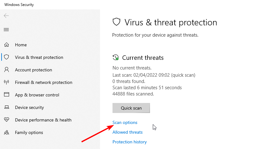 restore option malware windows 11 breakpoint reached
