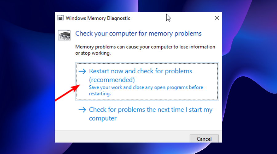 memory diagnostic windows 11 breakpoint reached