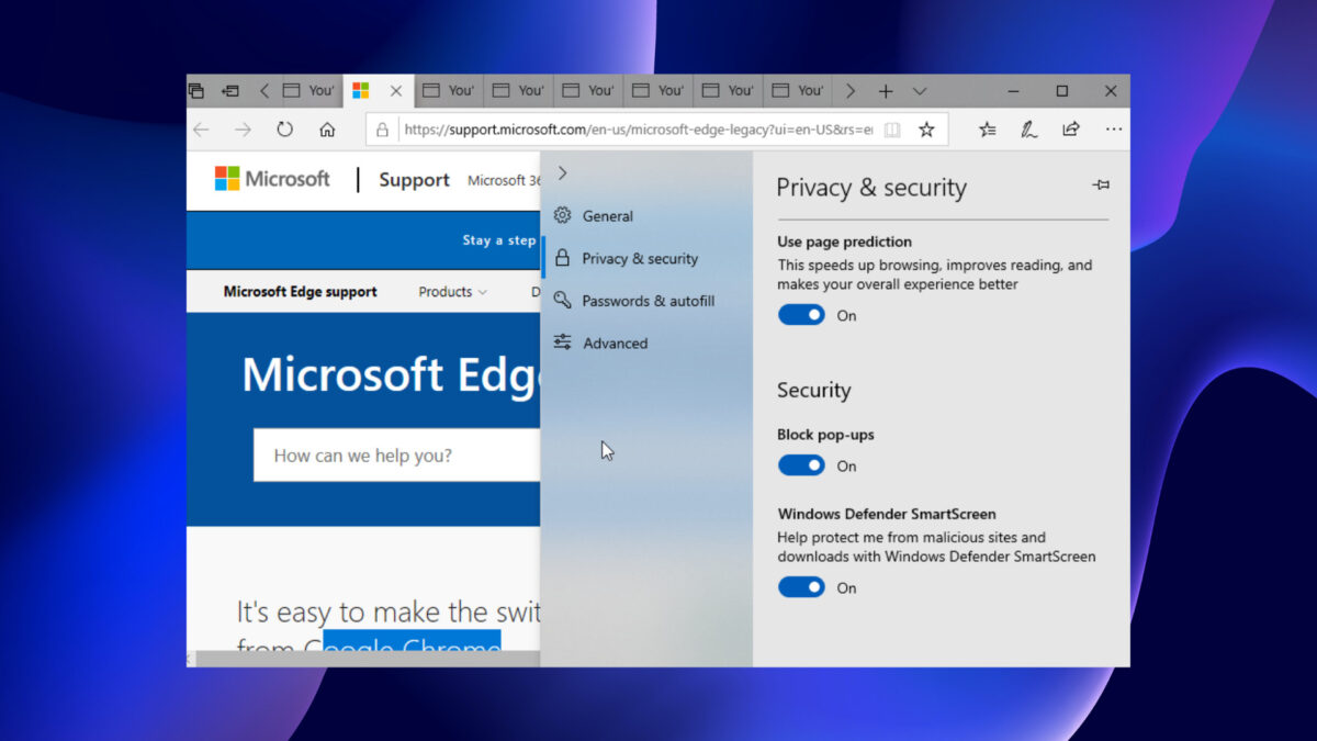 Microsoft Edge pop-up not