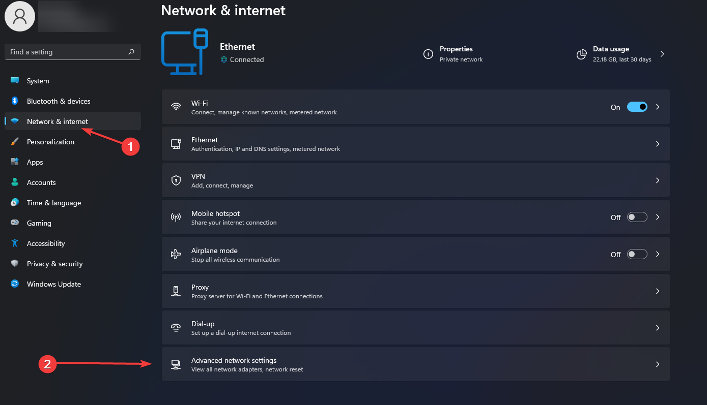 network advanced settings