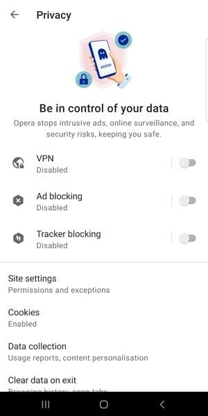 opera privacy and security