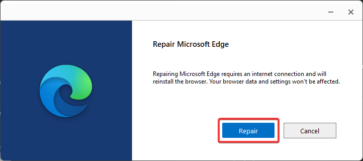 Repair Microsoft Edge to fix error code.