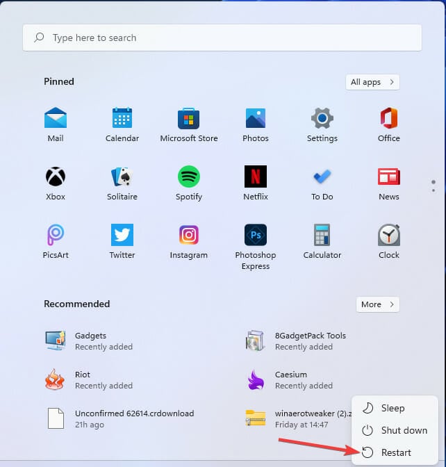 Restart option windows 11 not recognizing ipad