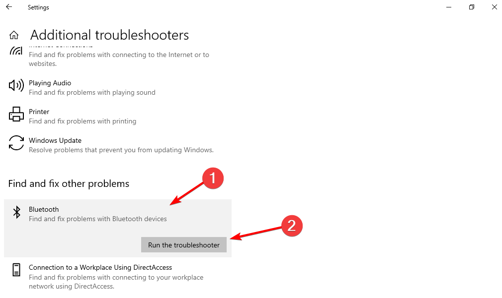 run-troubleshooter can't remove bluetooth device windows 10