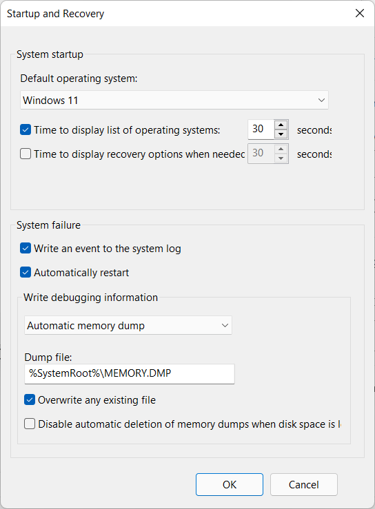 startup-settings-view advanced system settings in windows 11