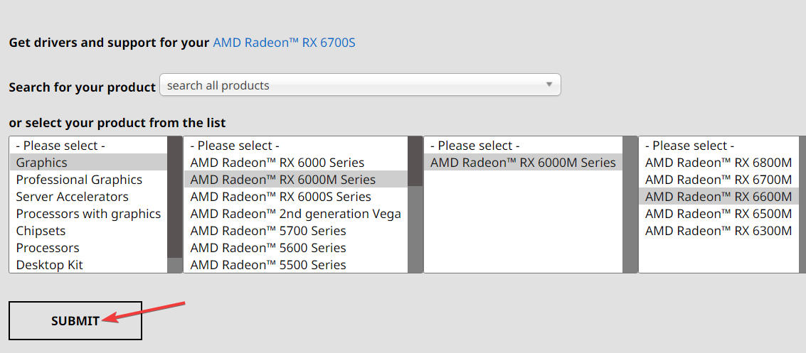 The Submit button windows 11 no amd graphics driver is installed