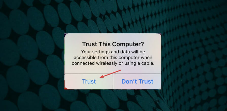 Trust option Windows 11 not recognizing iPad