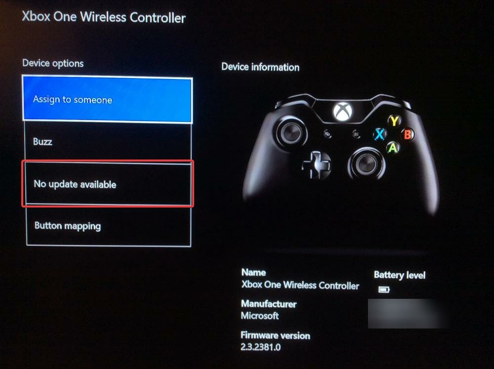 update Xbox controller