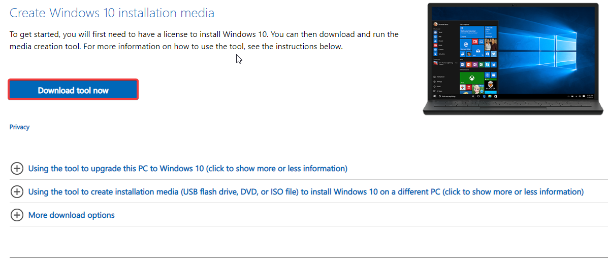 Windows 10 installation media download