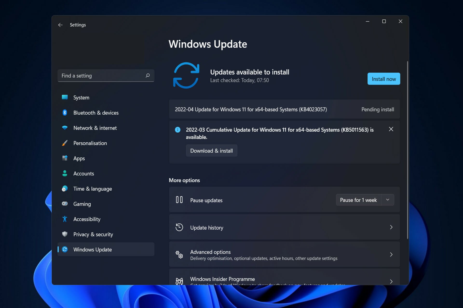 windows-update-available windows 11 not updating after restart