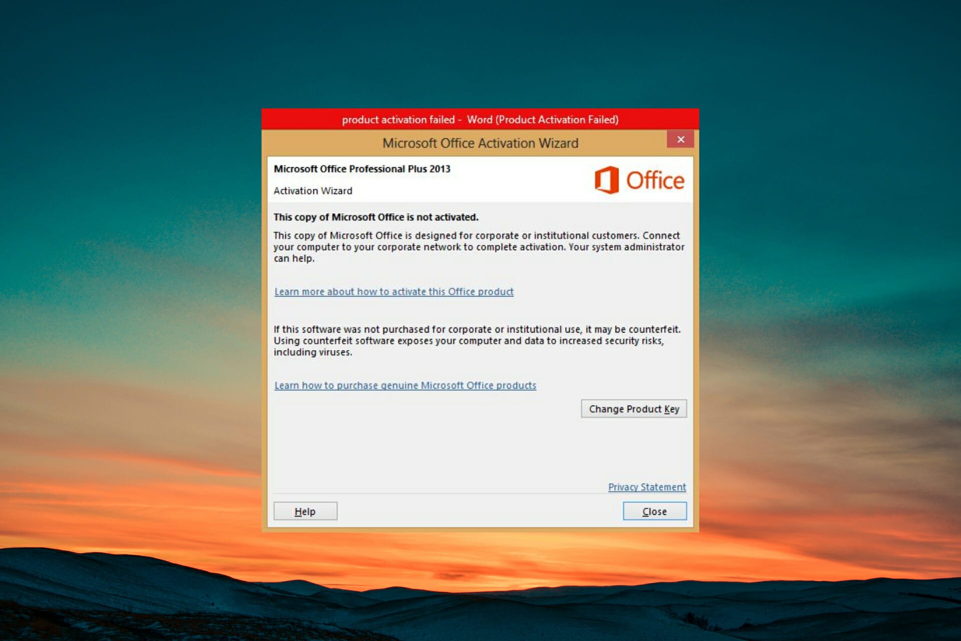 cara microsoft office product activation failed