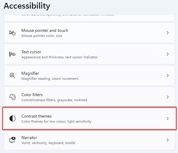 Accessibility-Contrast Themes