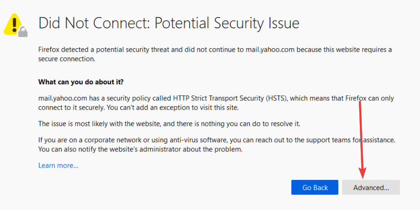 firefox did not connect potential security issue