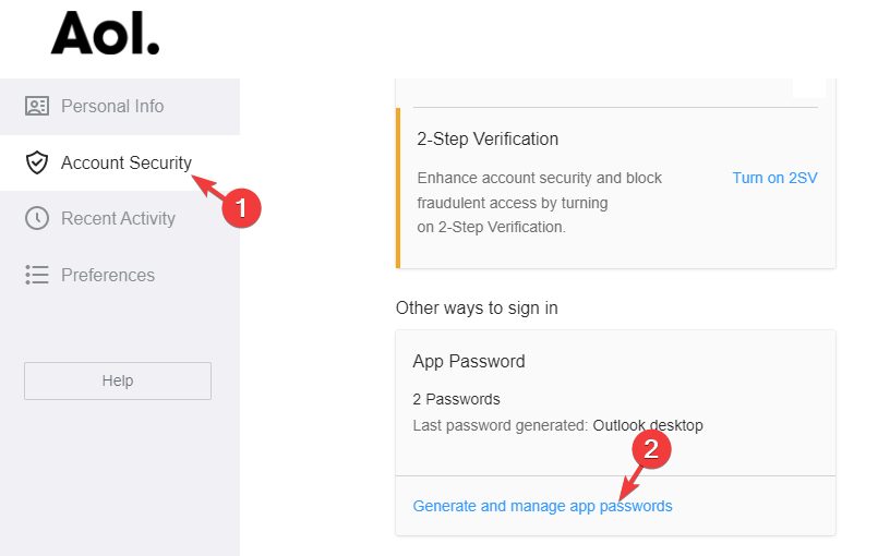 Generate and manage app passwords