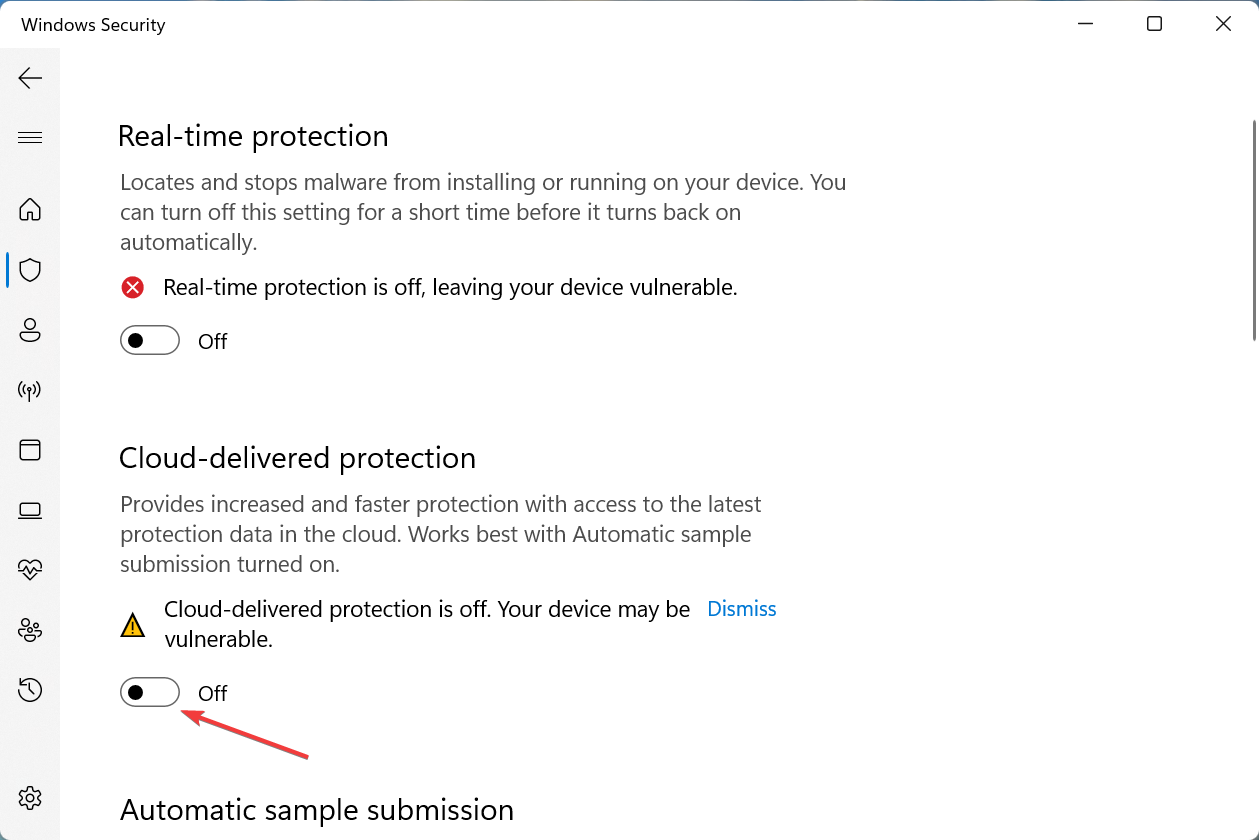 Disable cloud delivered protection to how how to clear protection history windows 11