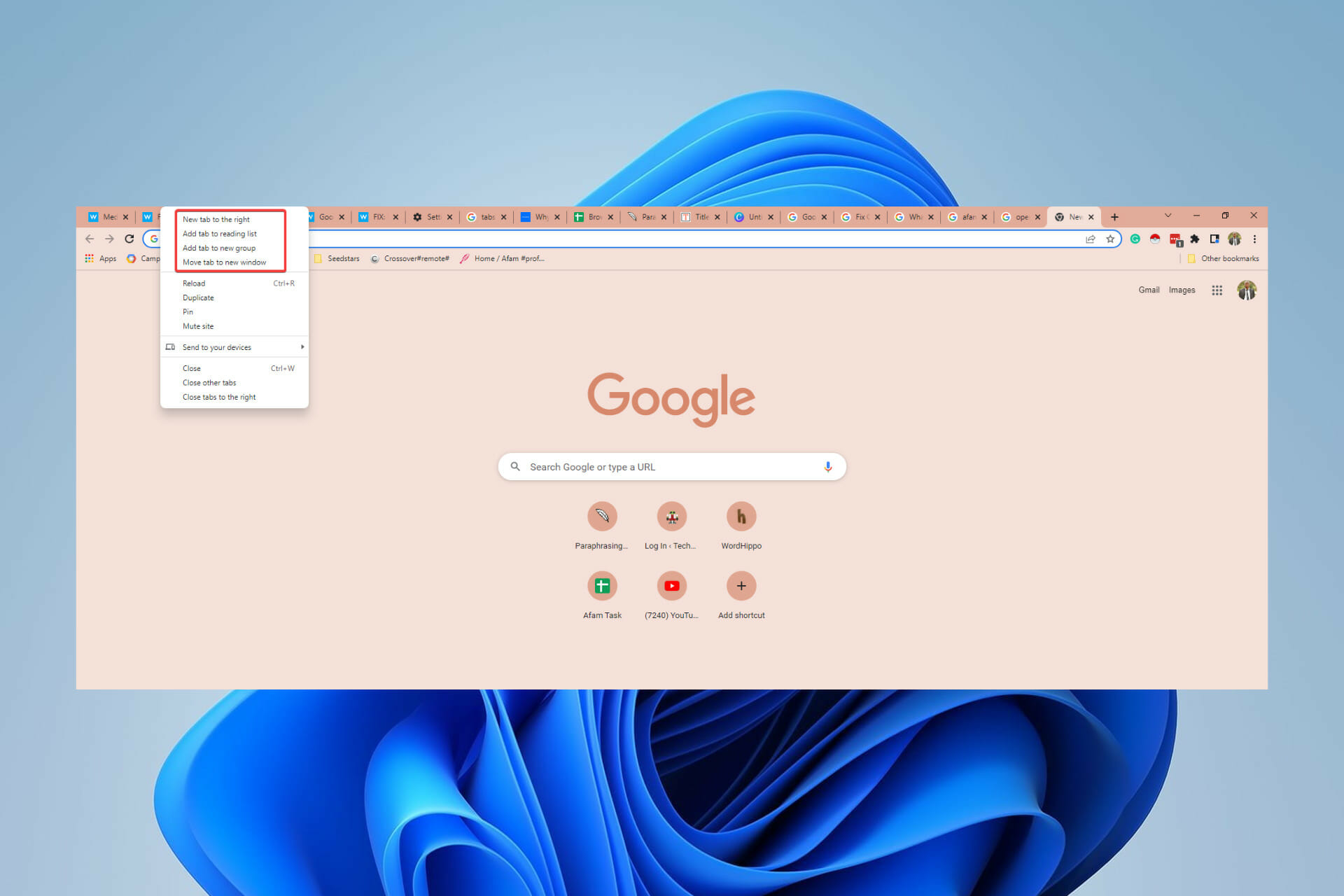 tabs won't open in chrome