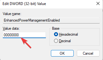 Change value data to 00000000