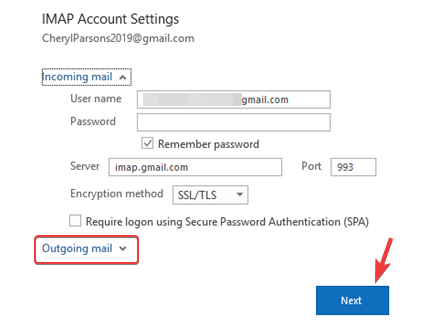 configure outgoing mail settings