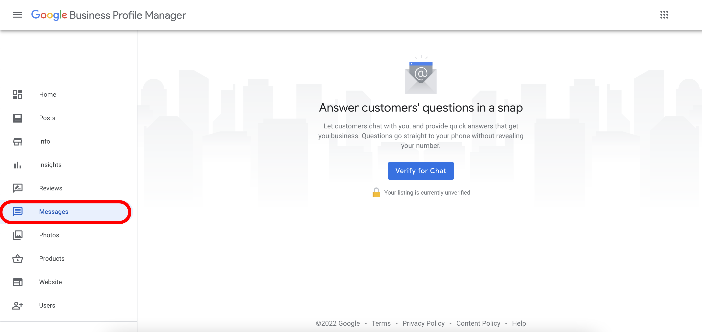Verify to Chat to solve google business messages not showing