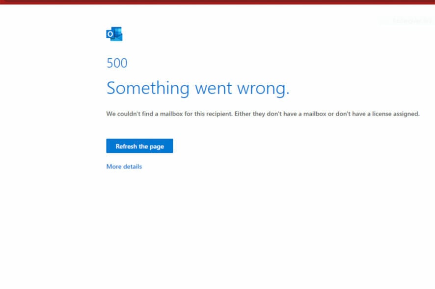 Outlook Error 500
