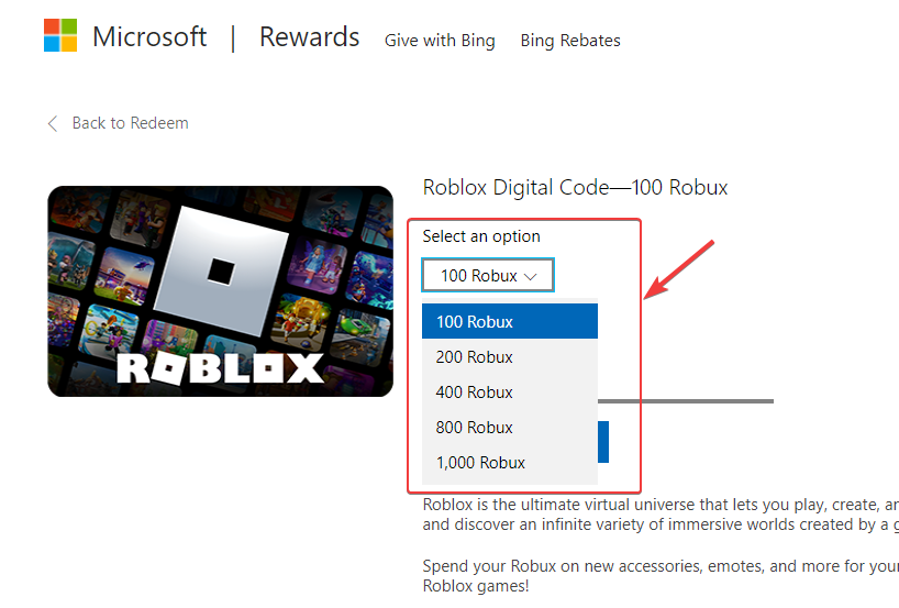 Bing on X: Get a @Roblox 100 Robux eGift Card on us when you join Microsoft  Rewards and search with Bing on @MicrosoftEdge for 5 days. Learn more    / X