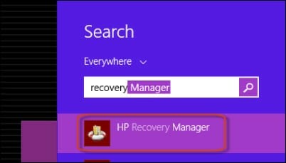 Search for HP Recovery Manager