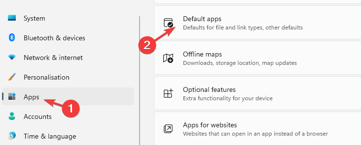click on default apps in apps settings