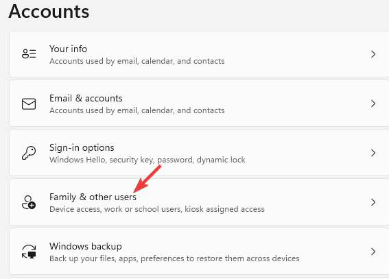 Click Family & other users in Accounts settings