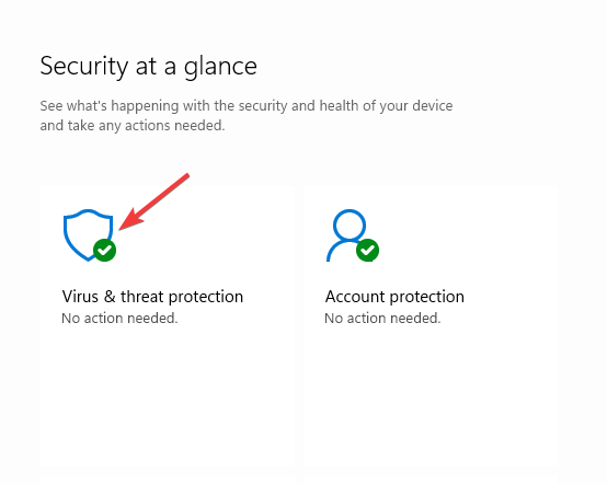 Click on virus & threat protection