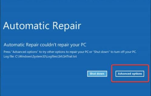 Advanced options to fix samsung laptop is not booting after software update