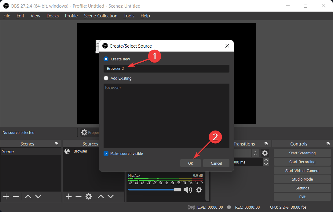 browser-name how to add browser source to obs studio