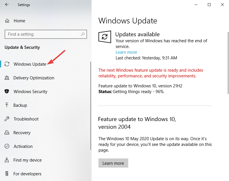 check for windows latest updat