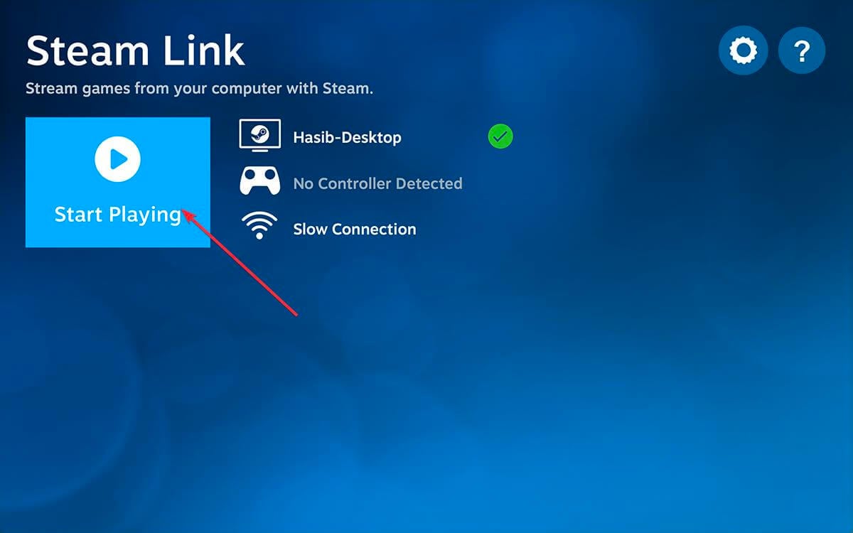 clicking start playing steam link