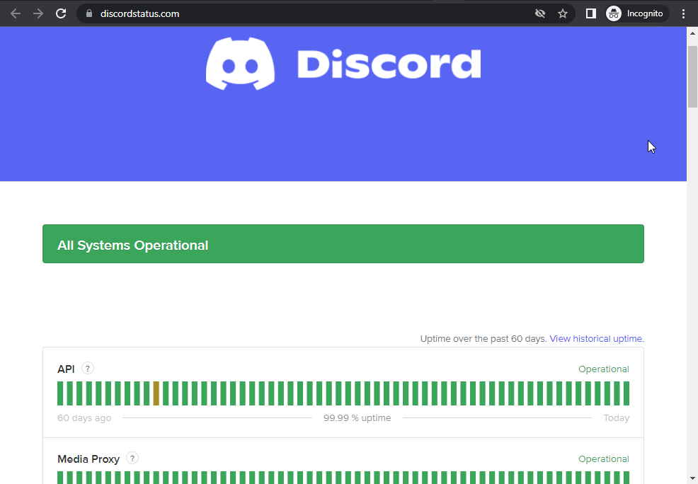 discord server status browser login not working