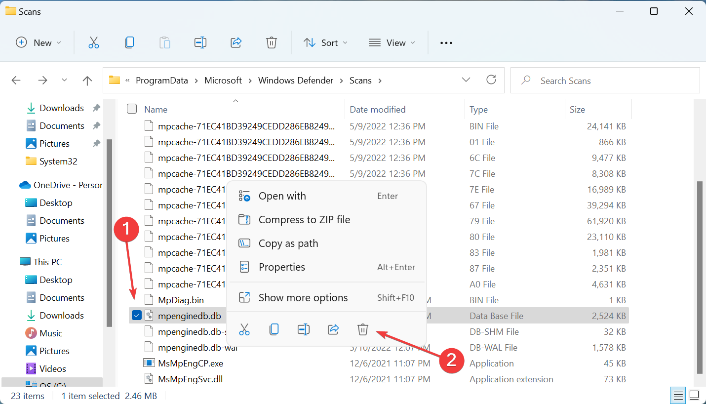 Delete file to fix how to clear protection history windows 11