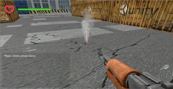 The player is shooting the ground