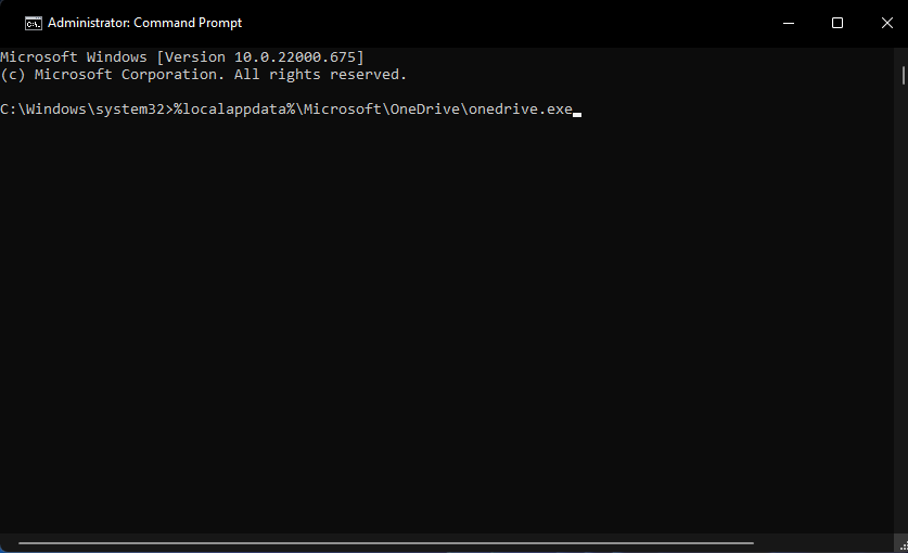 Start OneDrive command error 0x80071129