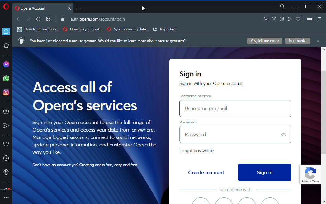 opera sign in export from chrome how to