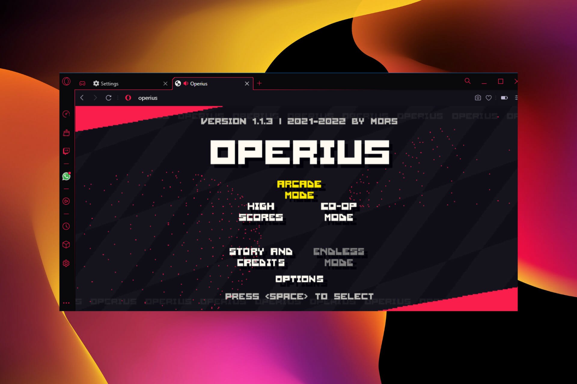opera gx offline game