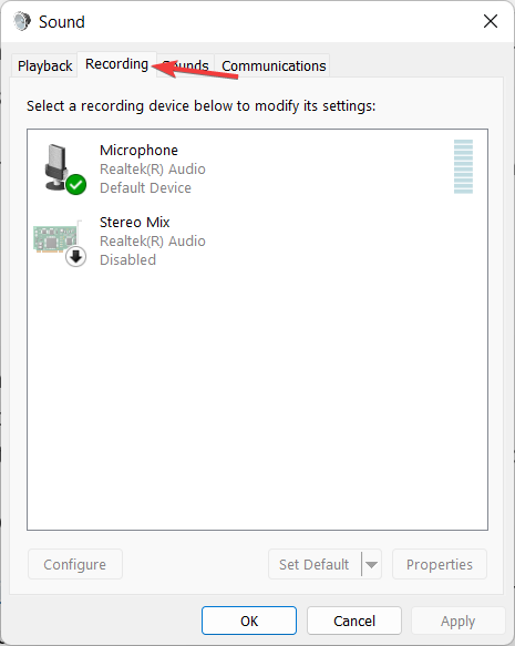 recording microphone not showing up in device manager