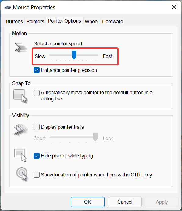Change pointer speed to fix Mouse lag on 4 k monitor