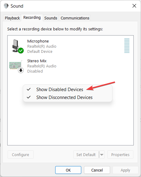 show microphone not showing up in device manager