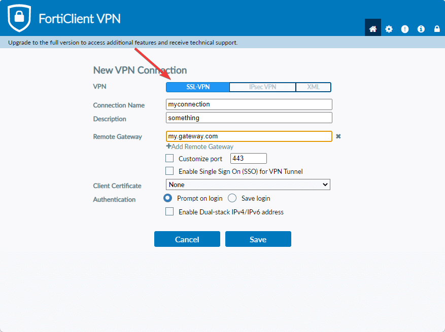 Configuring FortiClient SSL VPN on Windows 11