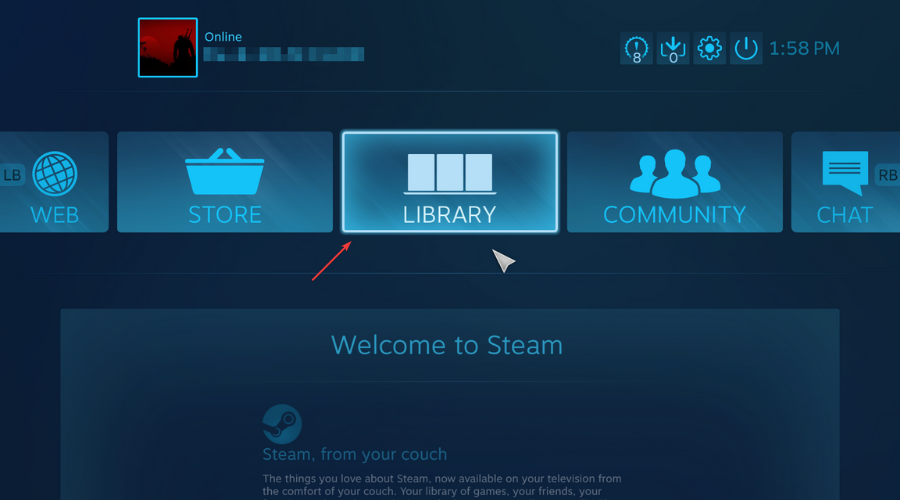 steam big picture mode library