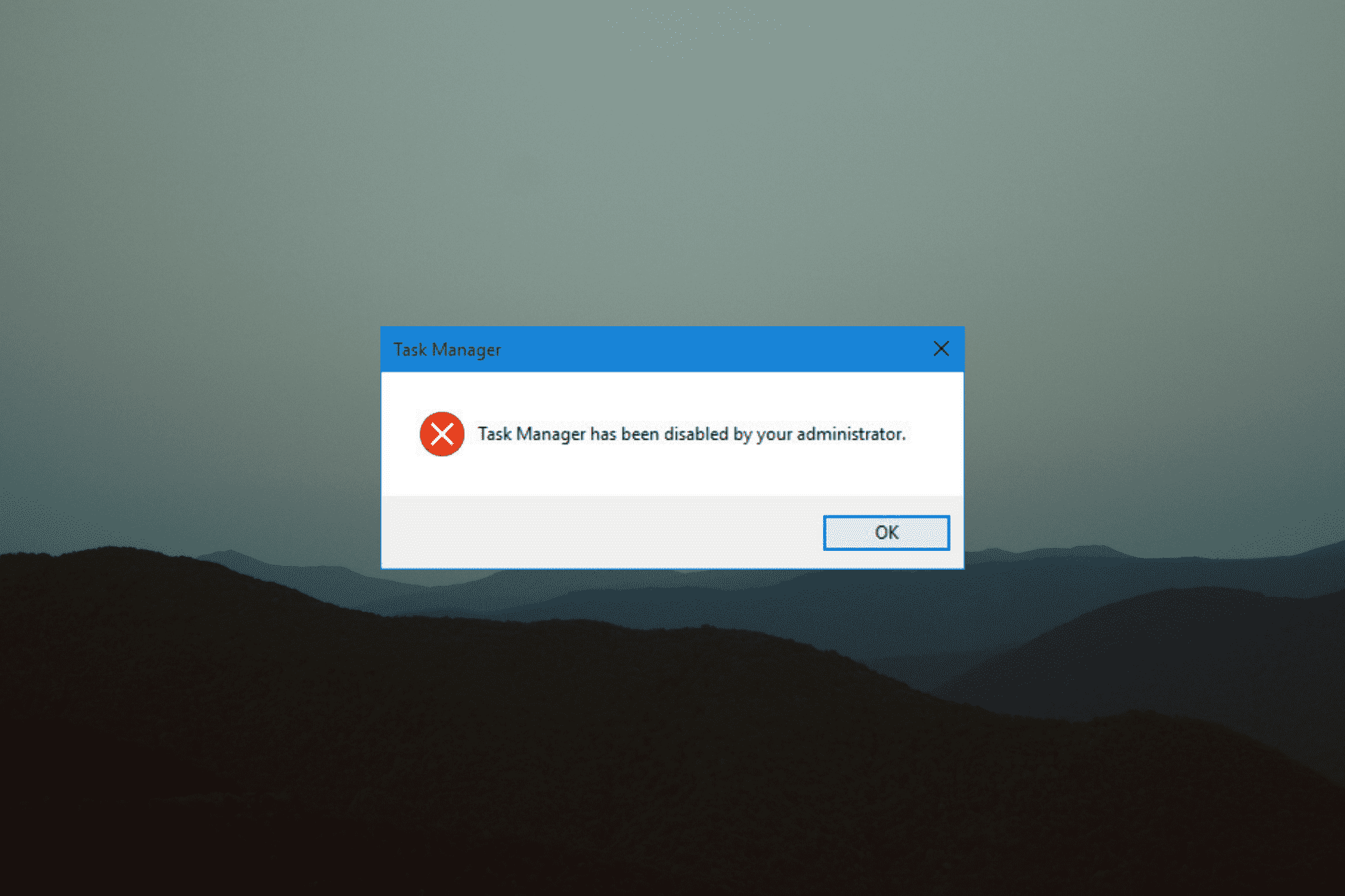 A feature that shows the Task Manager disabled by administrator message