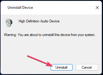The Uninstall option windows audio service crashing windows 11