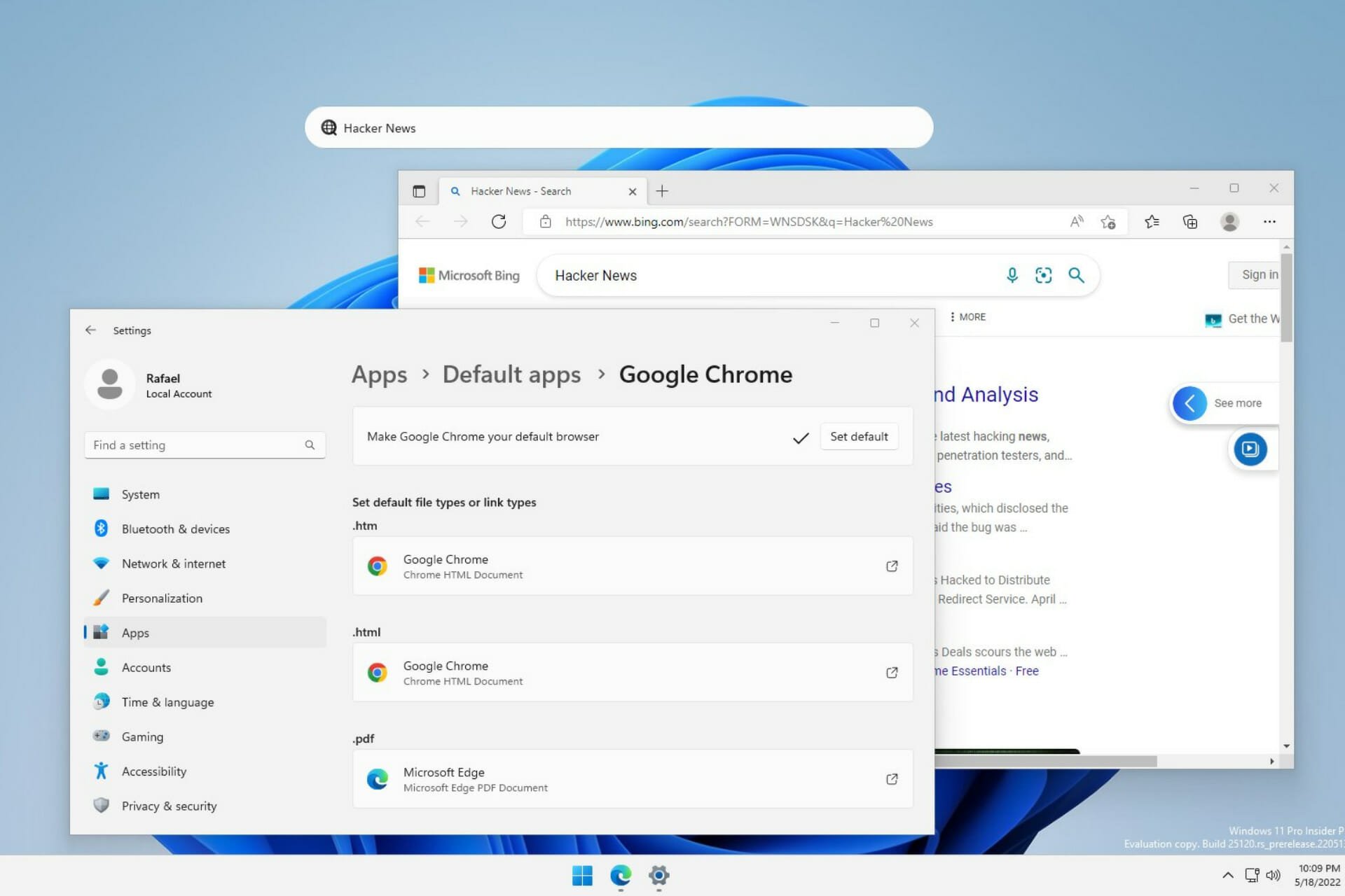 Microsoft added Bing Search Bar in Desktop of Windows 11 Build