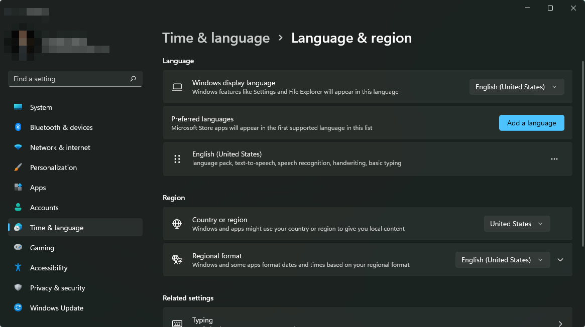 windows 11 settings language settings english us
