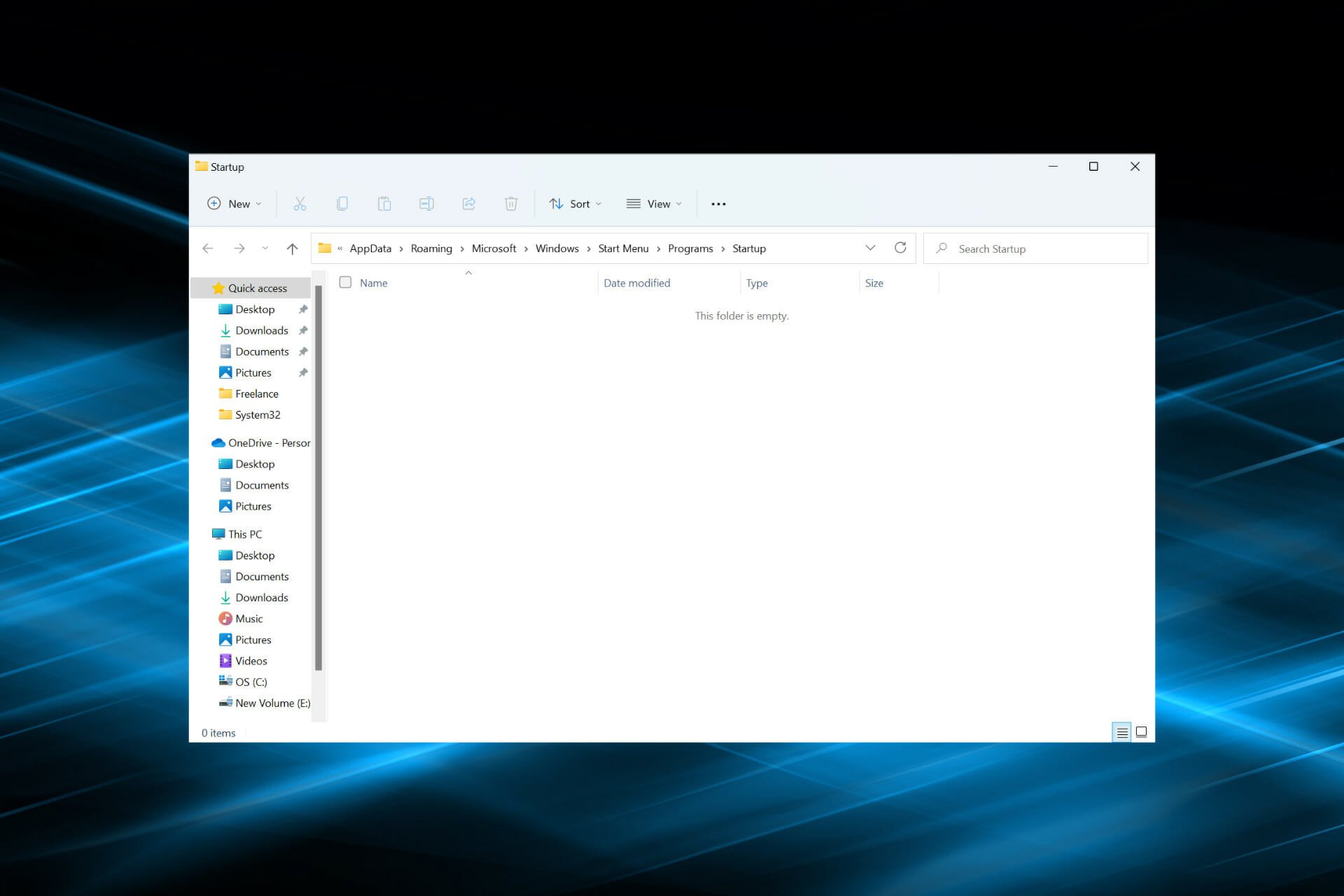 Startup folder empty in Windows 11
